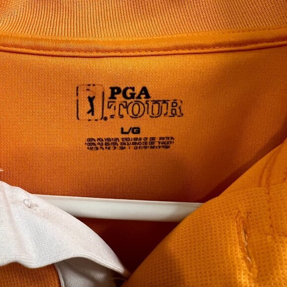 Men's PGA Tour University of Tennessee Orange and White Polo.  Size Large - Picture 3 of 6
